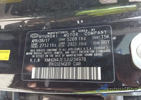 2018 Genesis G80 3.8 z USA, uszkodzony, nr VIN KMHGN4JE3JU234978